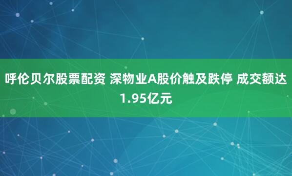 呼伦贝尔股票配资 深物业A股价触及跌停 成交额达1.95亿元